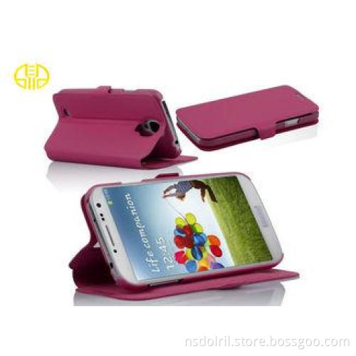 Red cell phone protection cases wallet for Samsung I9500 S4